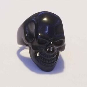 New stainless steel black skull ring size 14‎